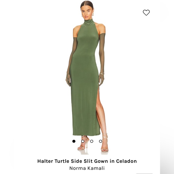 NWT Norma Kamala Halter Turtle Side Slit Gown - Picture 6 of 7